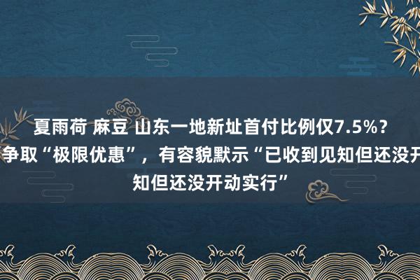 夏雨荷 麻豆 山东一地新址首付比例仅7.5%？政府露面争取“极限优惠”，有容貌默示“已收到见知但还没开动实行”